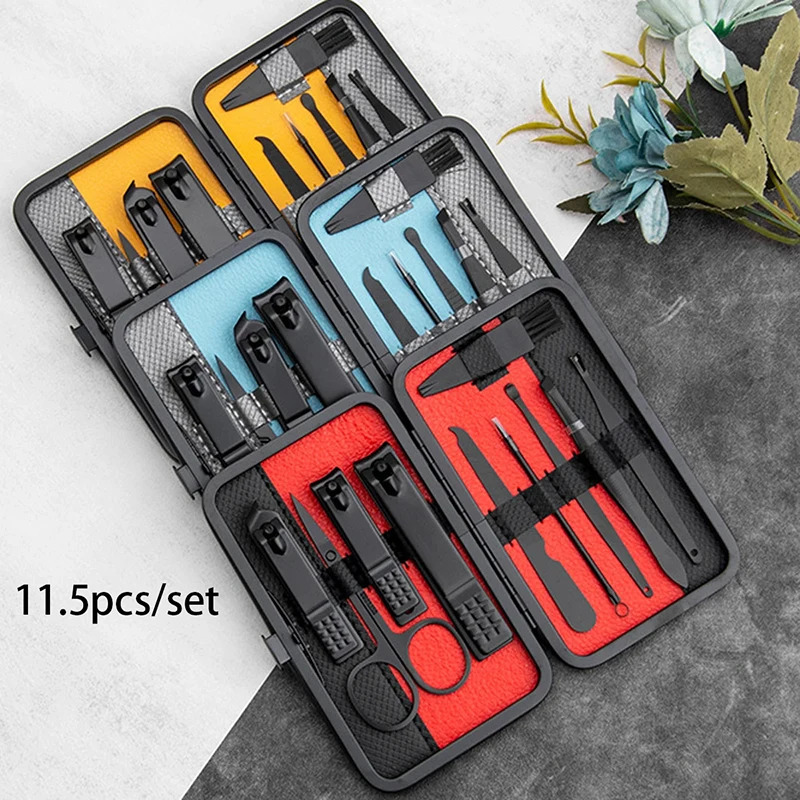 10/15/25 pcs full function kit professional ergonomic Se stainless steel foot massage set nail clip with portable shell creative gift 240927