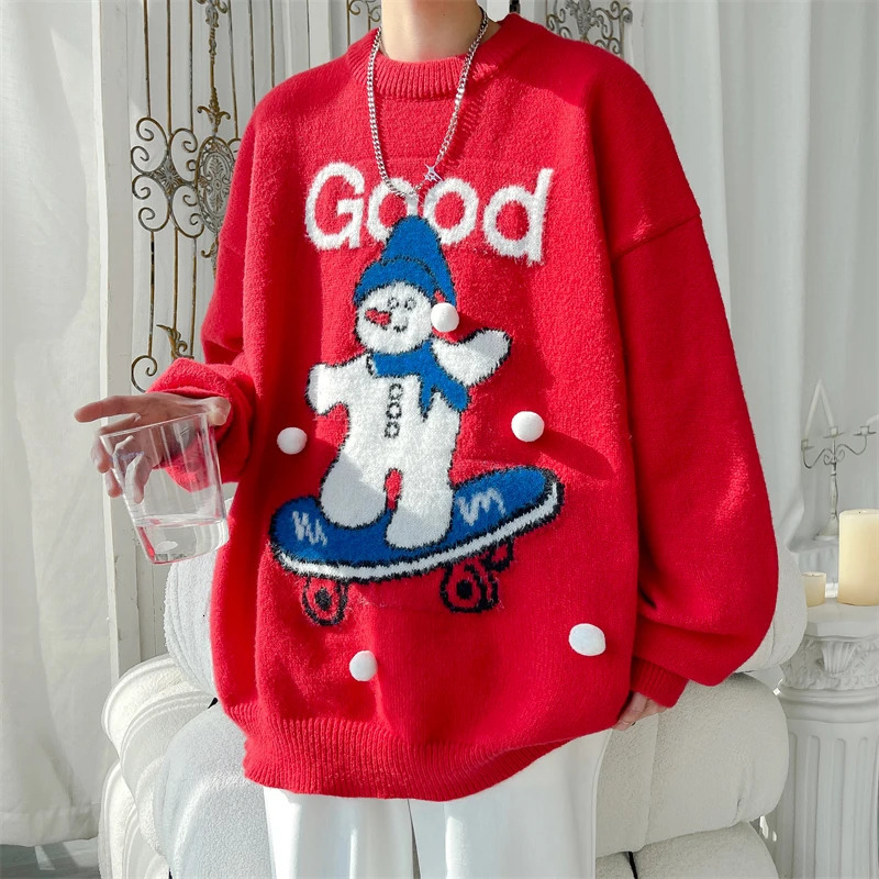 Printed Sweater Male Jumper Mens Winter Sweater Pullover Knit Christmas Clothing Knitwear in Sweaters Clothes 241009