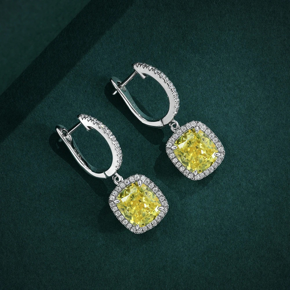 Wong Rain Classic 925 sterling silver crushed ice cut 3CT lemon gemstone pendant earrings for women wholesale exquisite jewelry 240906