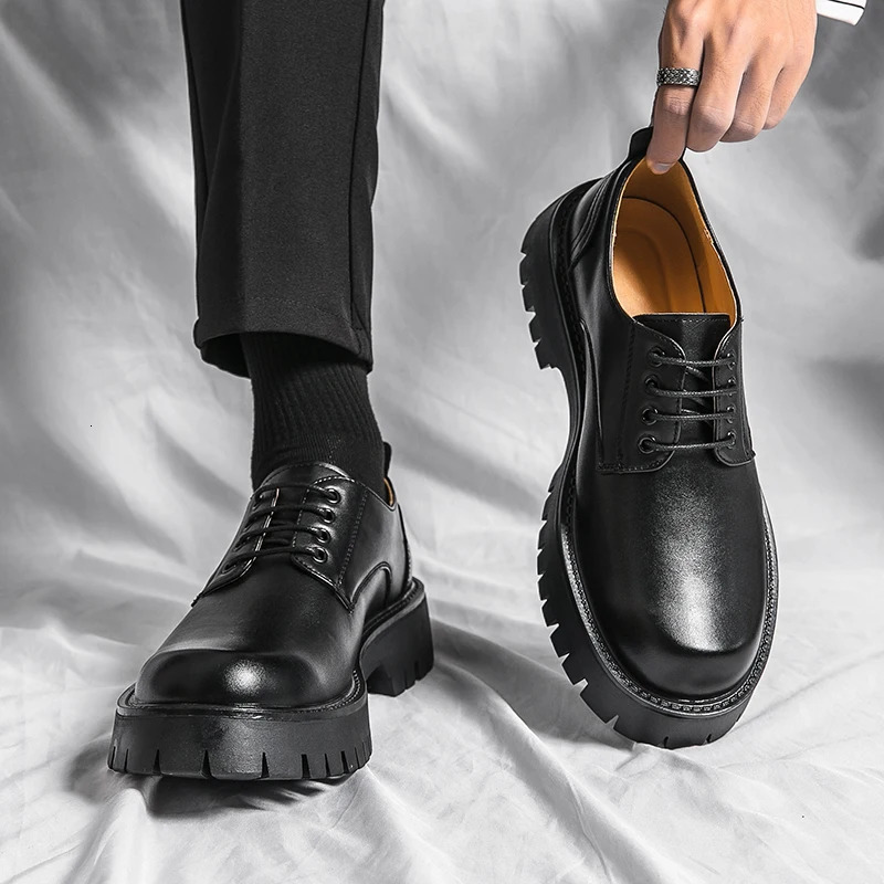 Mens Oxford shoes mens formal shoes office shoes mens Brogue shoes thick lace soles high bottoms business dress shoes 241007