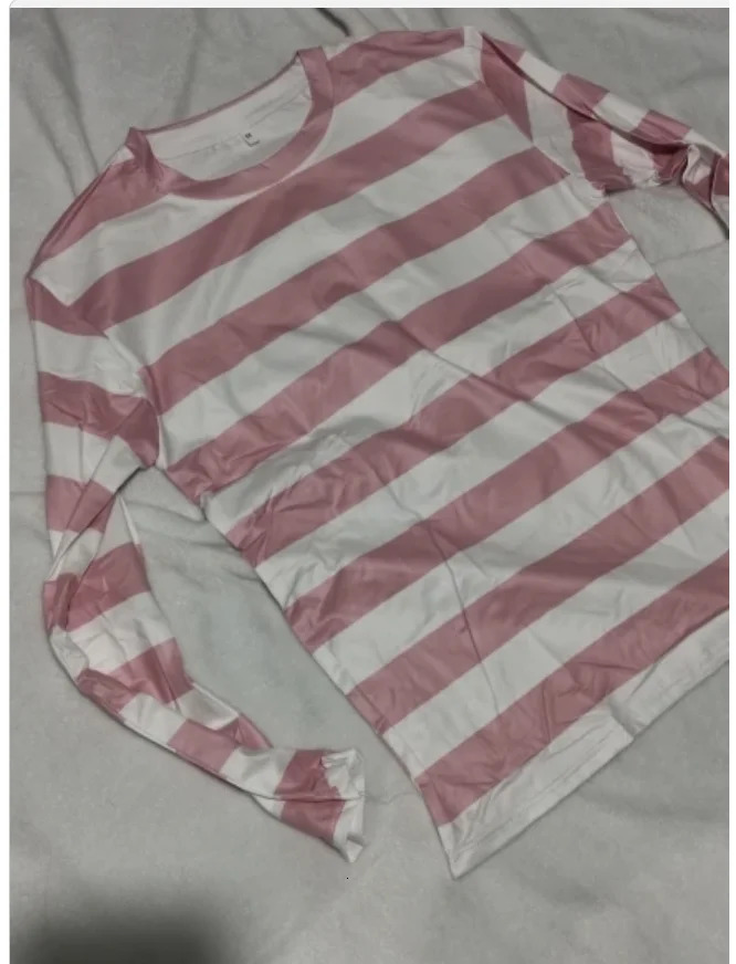 Woman Tshirts Tops Vintage wide stripe LongSleeved o neck Tshirt Womens Striped Loose Allmatch tshirt WBXT994 241011