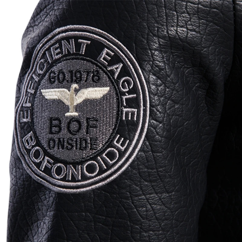 TRAF Autumn And Winter Fashion Mens Pilot Leather Jacket Korean Version Embroidered Motorcycle 241008