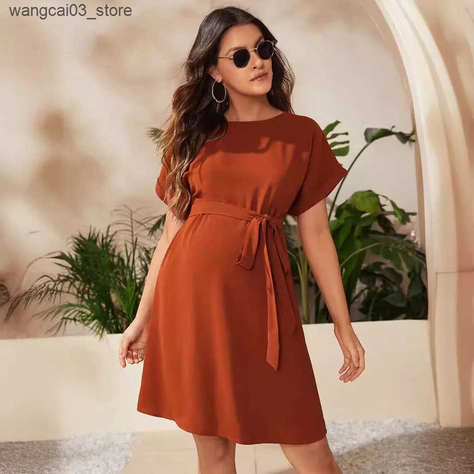 Maternity Dresses Casual and Comfortable Maternity Dress for Pregnant Women with a Tied Waist Modern and Stylish Expectant Mother Clothing L240910