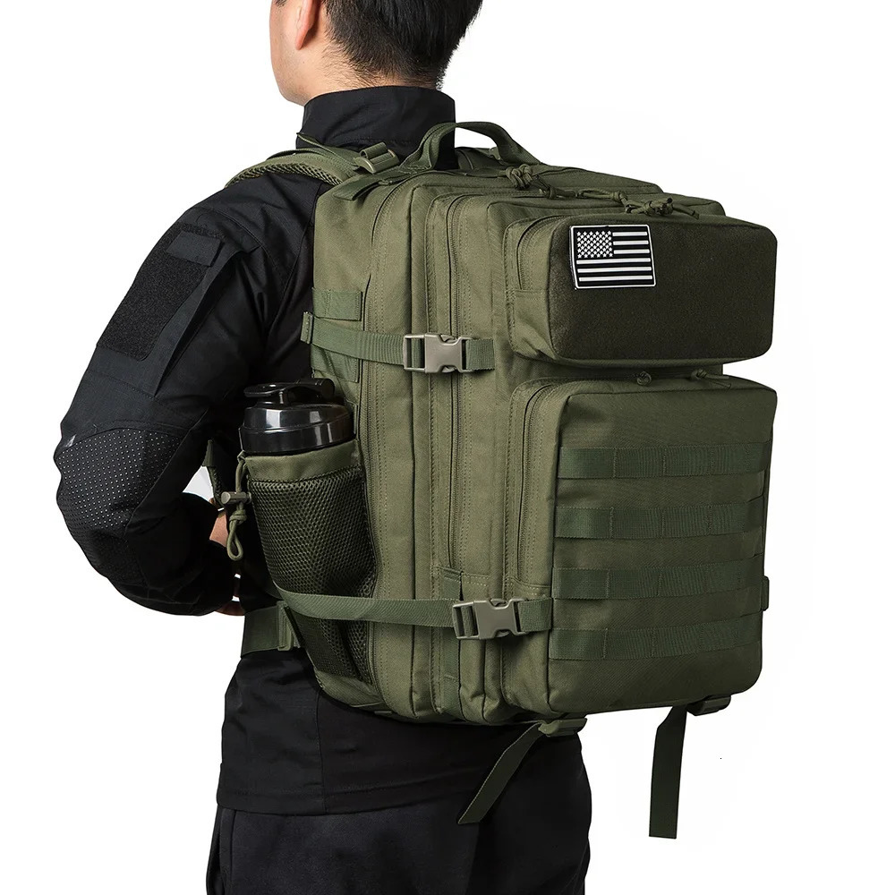 QT QY 50L Military Tactical Backpack Army Bag Hunting MOLLE Backpack Gym Mens EDC Outdoor Hiking Backpack Witch Bottle Rack 241023