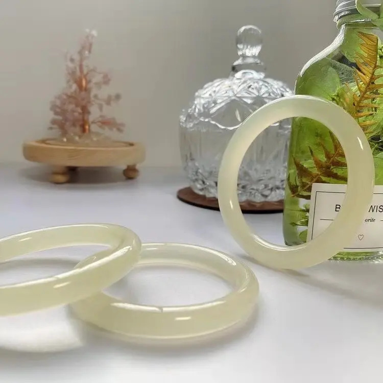 Ethnic style bracelet brings energy stone prayer peace jewelry classic blue and white jade bracelet round bar 241007