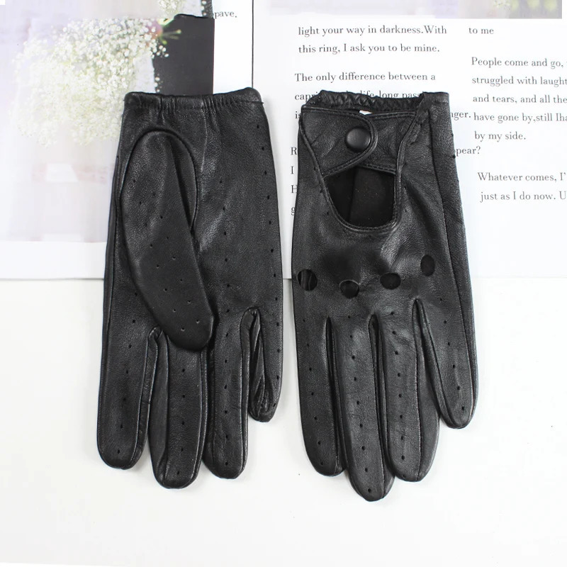 Womens sheepskin driver gloves thin breathable cordless colored leather summer 240906