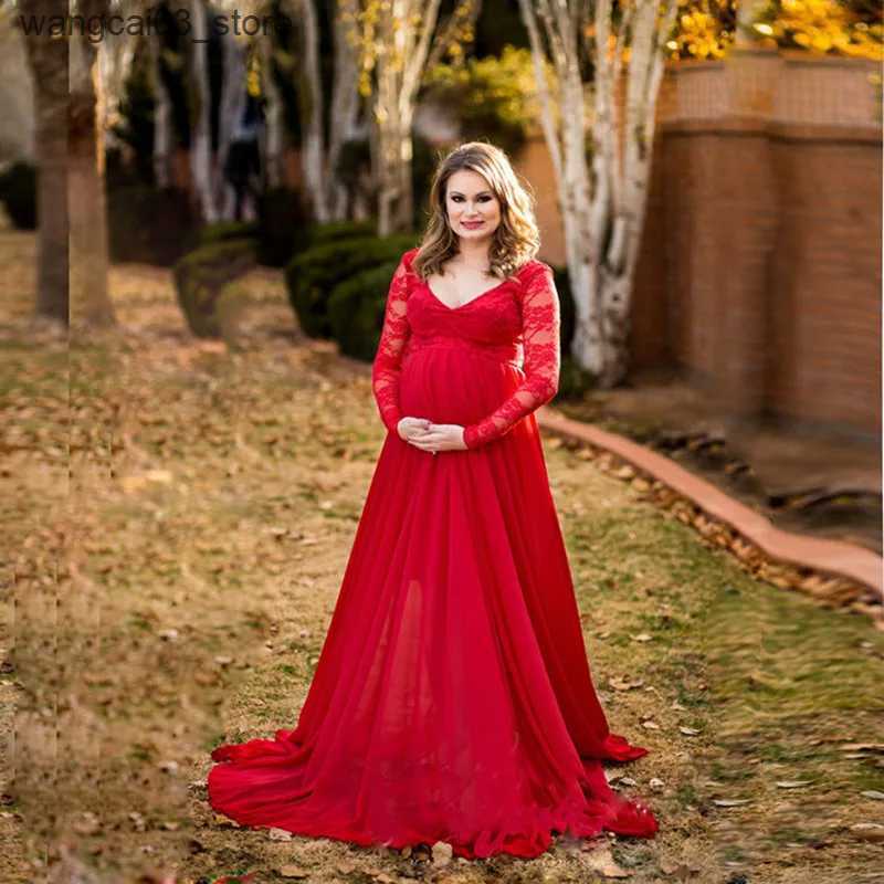 Maternity Dresses Lace Stitching Pregnant Woman Dress Maternity Dress For Photo Shoot Robe Grossesse Baby Shower Dress Maternity Photography Dress L24