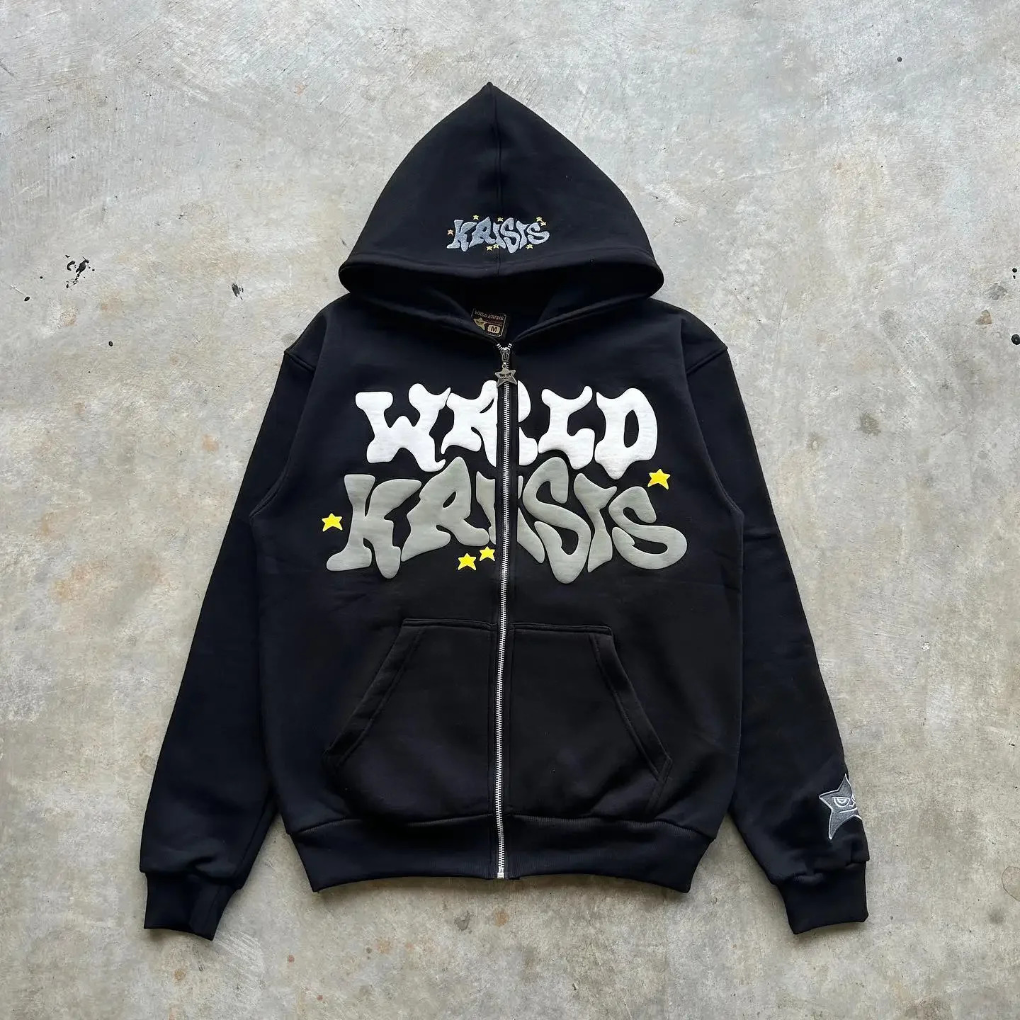 Y2K Streetwear Zip Hoodie Y2K Sportswear Hip Hop Letter Graphic Print Oversized Hoodie Harajuku Gothic Jacket Coats Clothes 241011