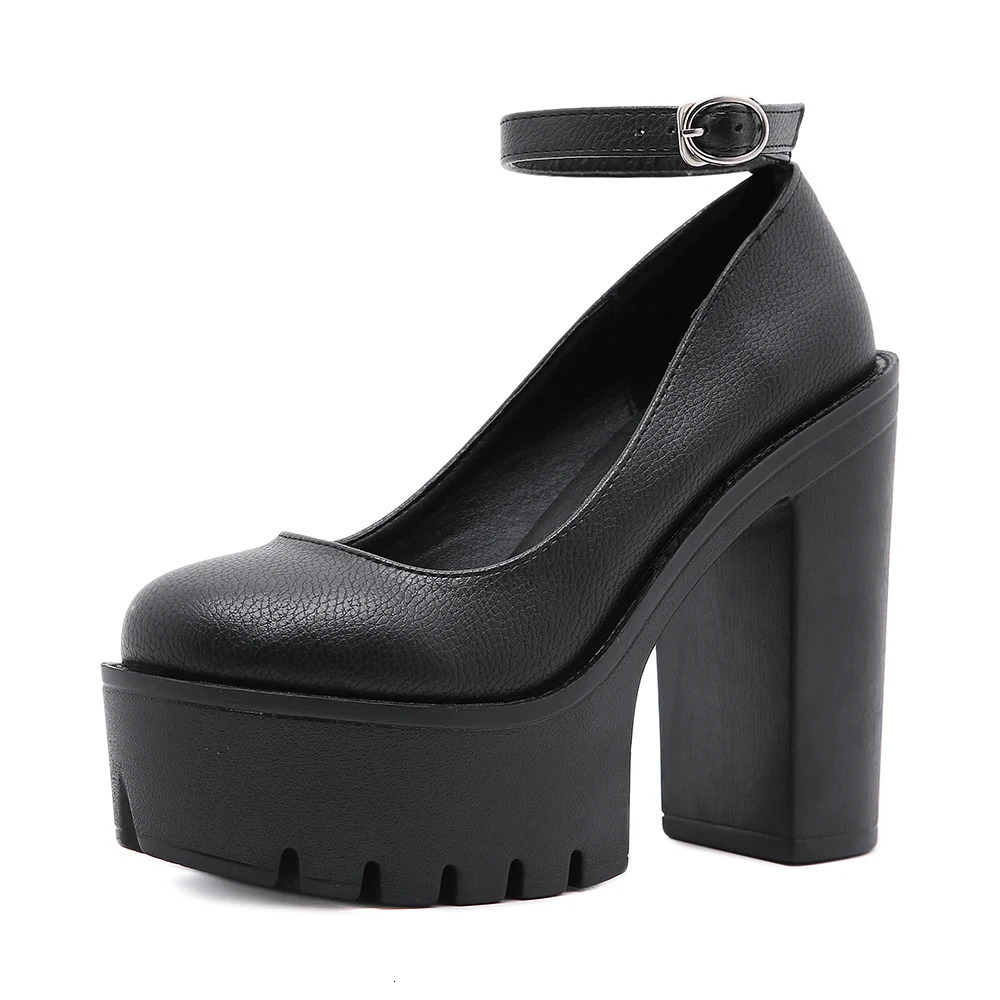 Gdgydh womens New platform thick high-heeled anklet buckle with round toe anti slip dress Mary Jane Lolita pump punk style 241007