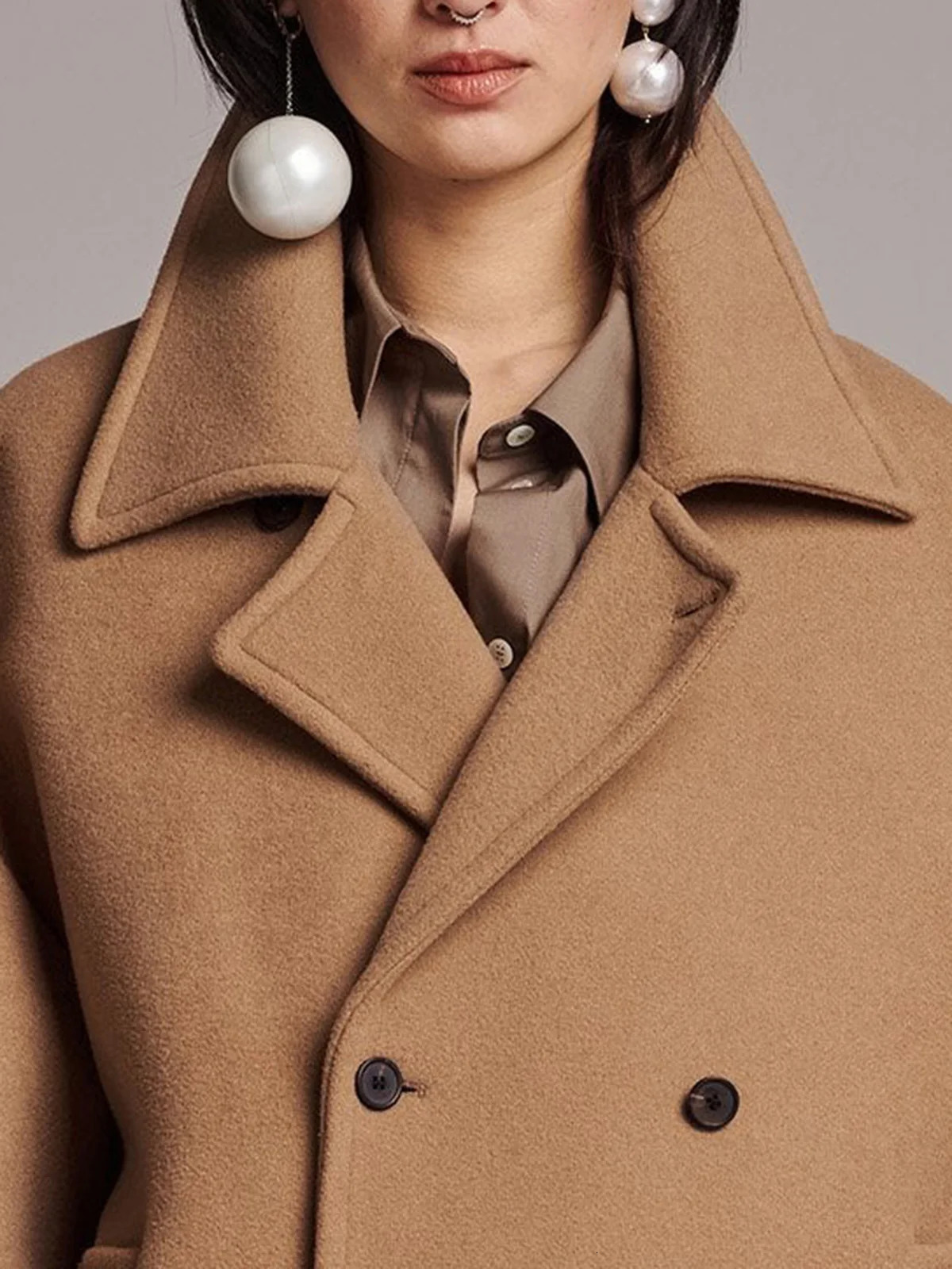 FRENKENWomens coatwinter coat 2024outerwearsWomens jacketoversized looseWarm jacketWoollen coatElegantLeisure 240930