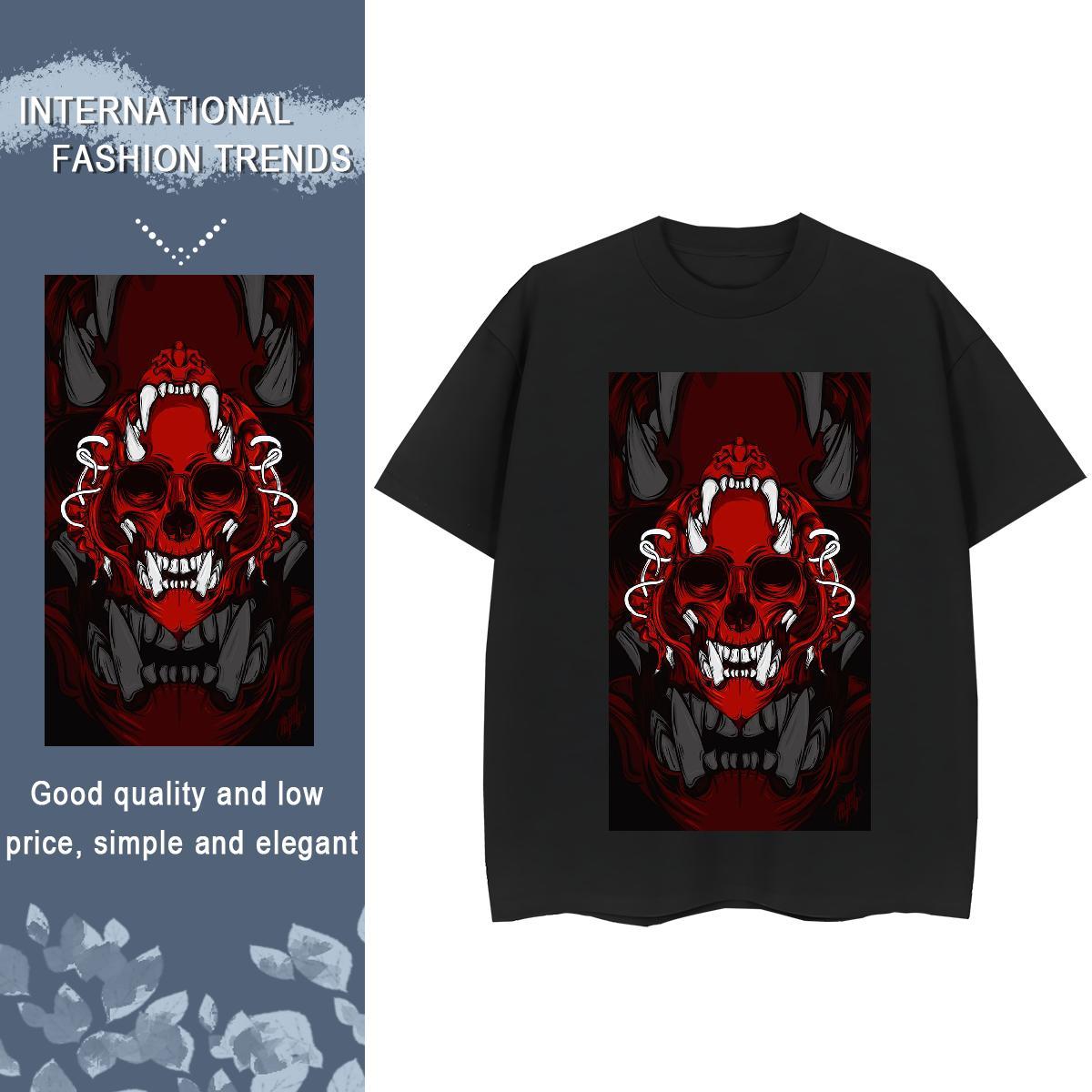 New Arrival Womens T Shirts 100% Cotton 230g Short sleeve Soft Sports Casual skull Womens Tshirts Popular Cartoon Printing L-4XL Top Tees