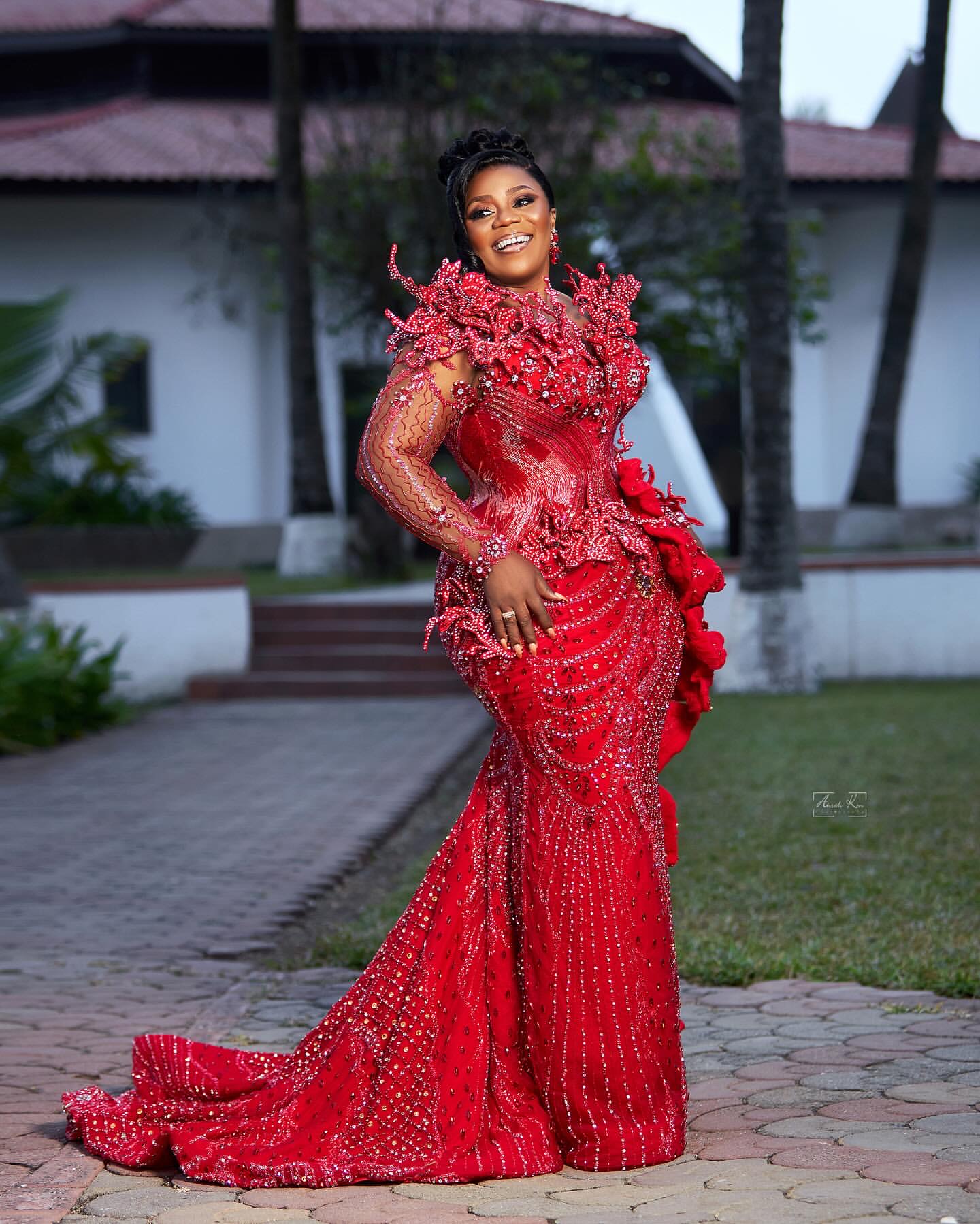 Aso Ebi 2025 Red Mermaid Prom Dresses Rhies rals Sequined Lace Evening Formal Party Second Reception Birthday Gowns Dress For Special Ocns