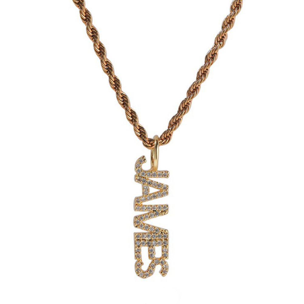 Hip Hop Vertical A-Z Custom Name Pendant Necklaces 5A Zircon Women Men Jewelry