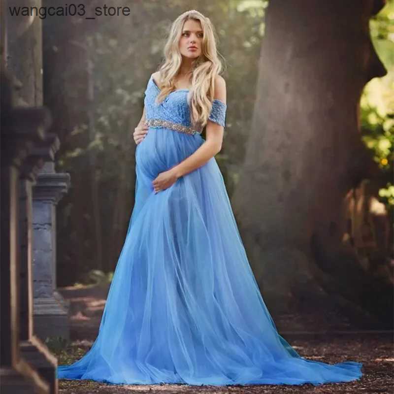 Maternity Dresses Maternity Tulle Maxi Dresses For Photoshooting Baby Show See Through Dress Pregnant Women Elgant Photography Party Dress L240910