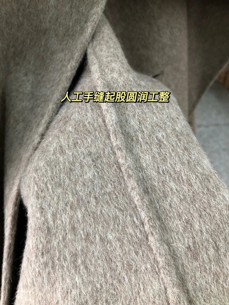 Elegant Big Scarf Collar Double Breasted Wool Coat Women Loose Korean Fashion Cashmere Winter Jacket 240930