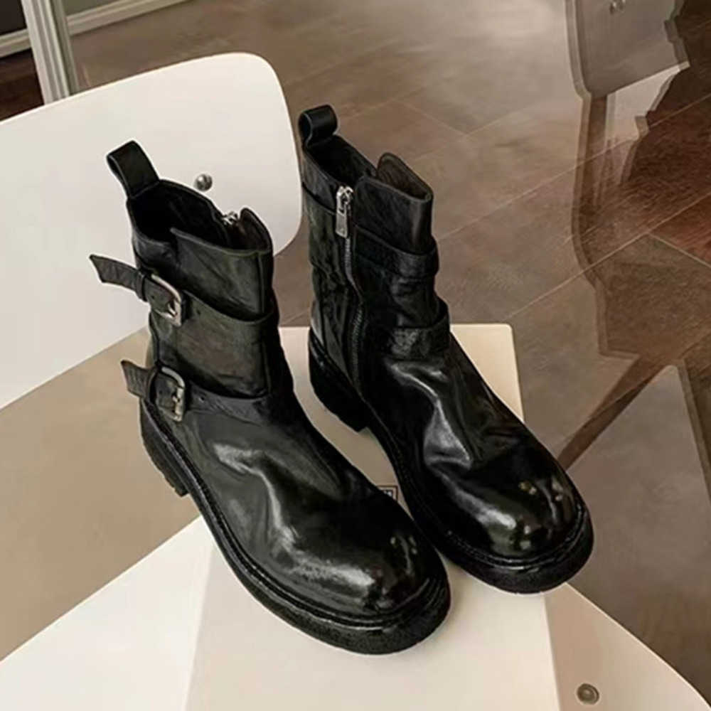Internet Celebrity Round Head Martin Boots Thick Bottom Thin Short Boots Womens Knight Boots Autumn Winter Fashion Boots 240826
