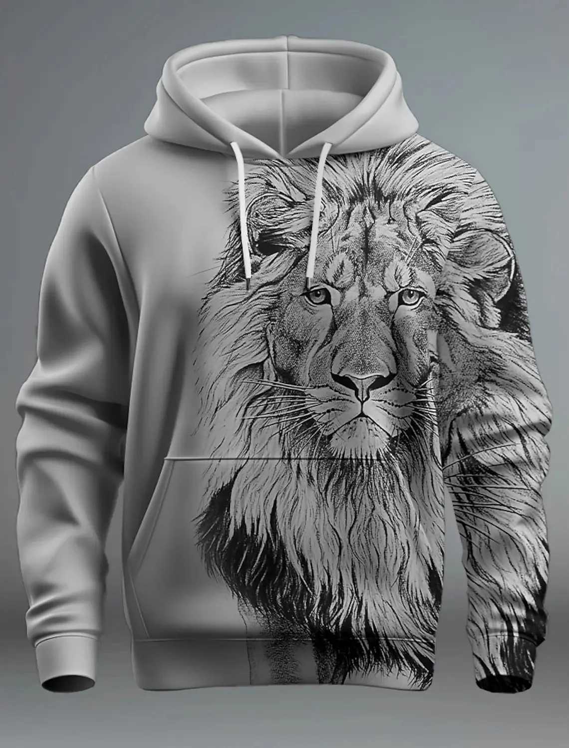 New Graphic Lion Mens Fashion 3D Print Hoodie Streetwear Hoodies Long Sleeve Hooded Print Front Pocket Spring Hoodie Sweatshirt LX241011