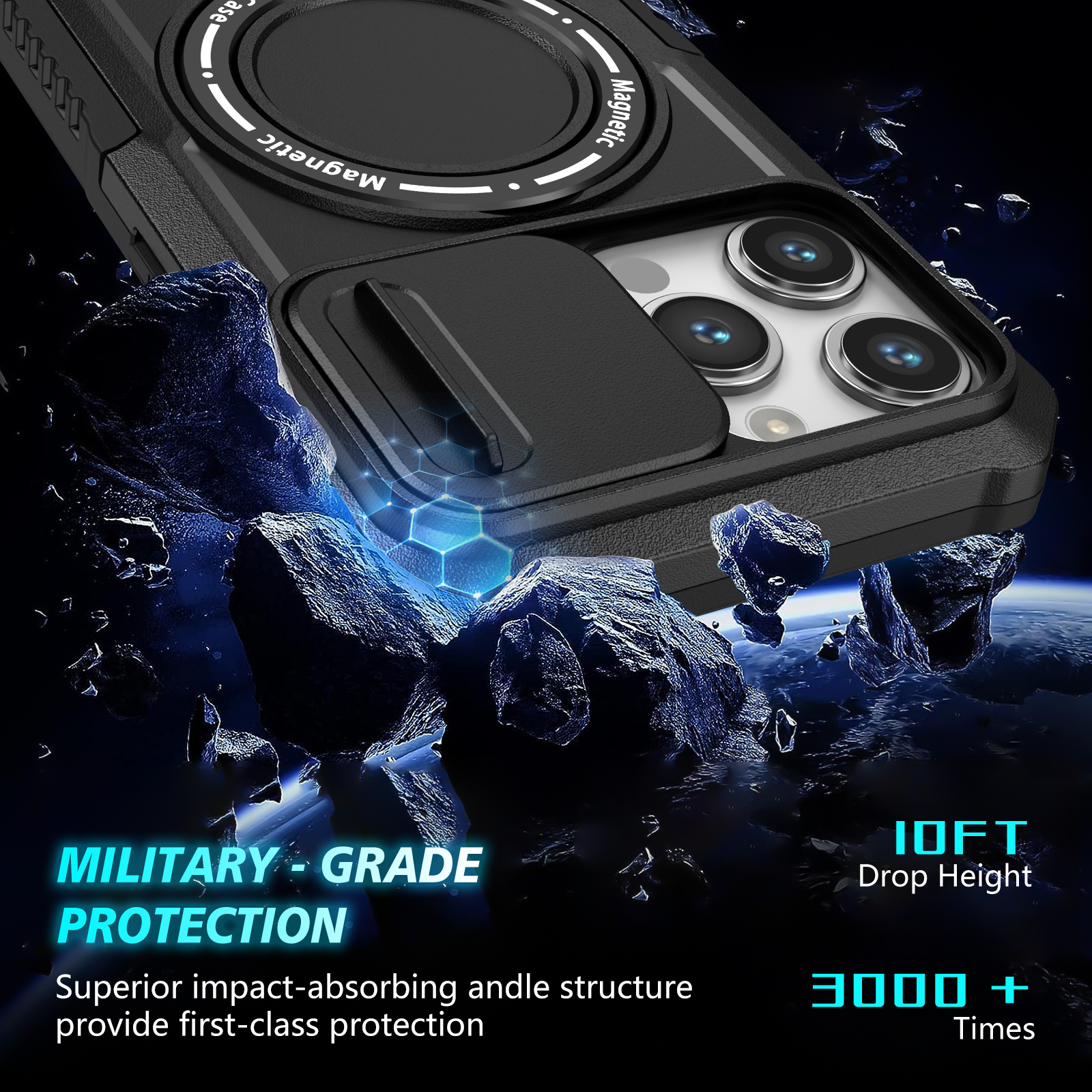 Full Slide Window Camera Protection Heavy Duty Shockproof Armor Bracket Ring Stand Magnetic For Magsafe Wireless Charging Case For iPhone 16 15 14 13 