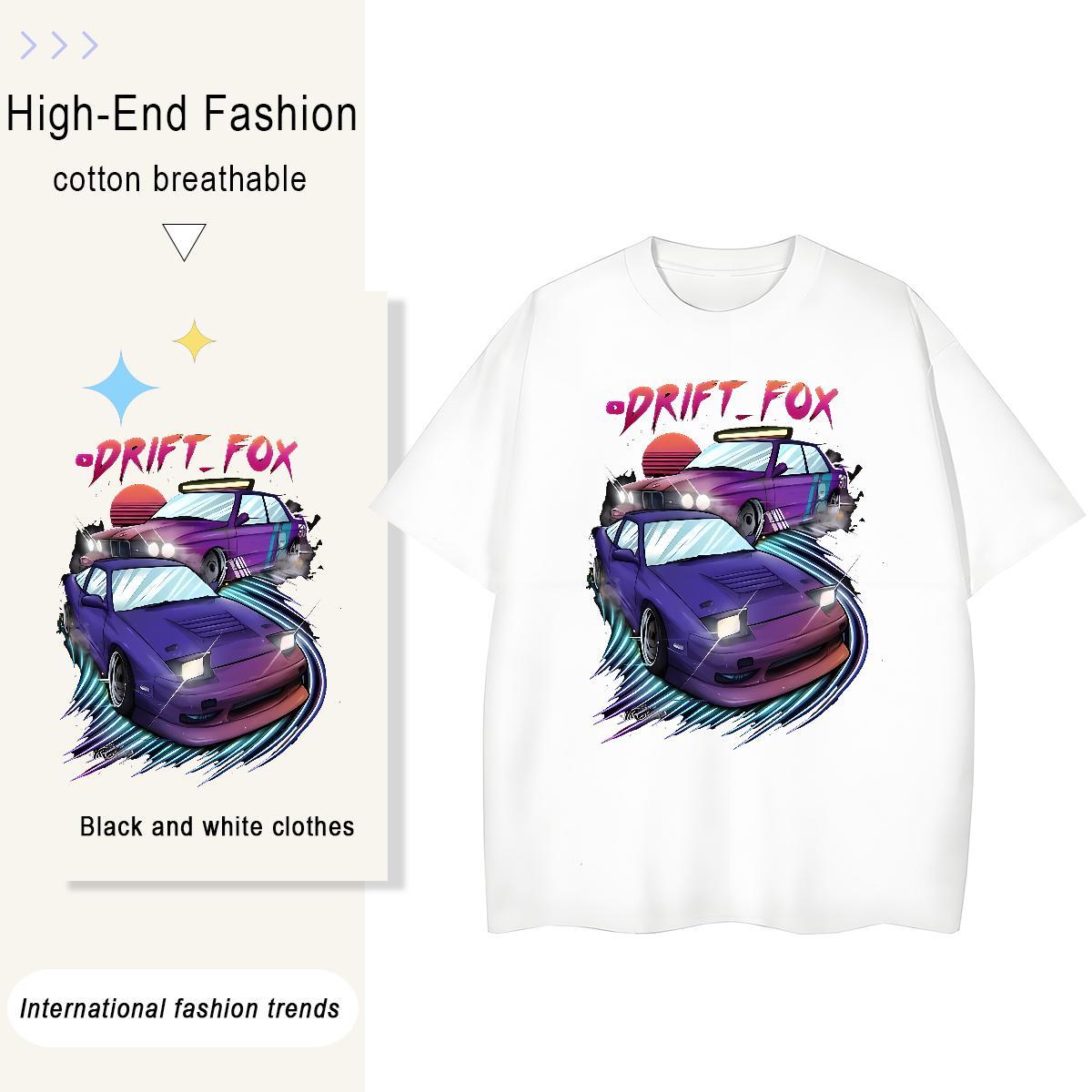 Fashion New Women T Shirts 100% Cotton 230g Crew Neck Breathable Street Casual car Woman Tshirt Lady Cartoon Floral Printing Tees Shirts