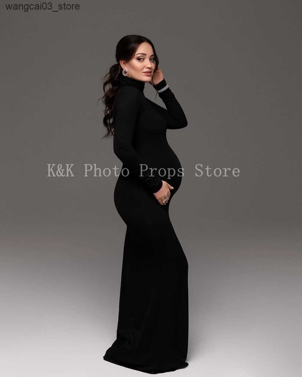 Maternity Dresses Maternity Dresses High Neck Long Sleeve Bodycon Dress for Photography Maternity - Versatile for Daily Wear Street Style Parties L240