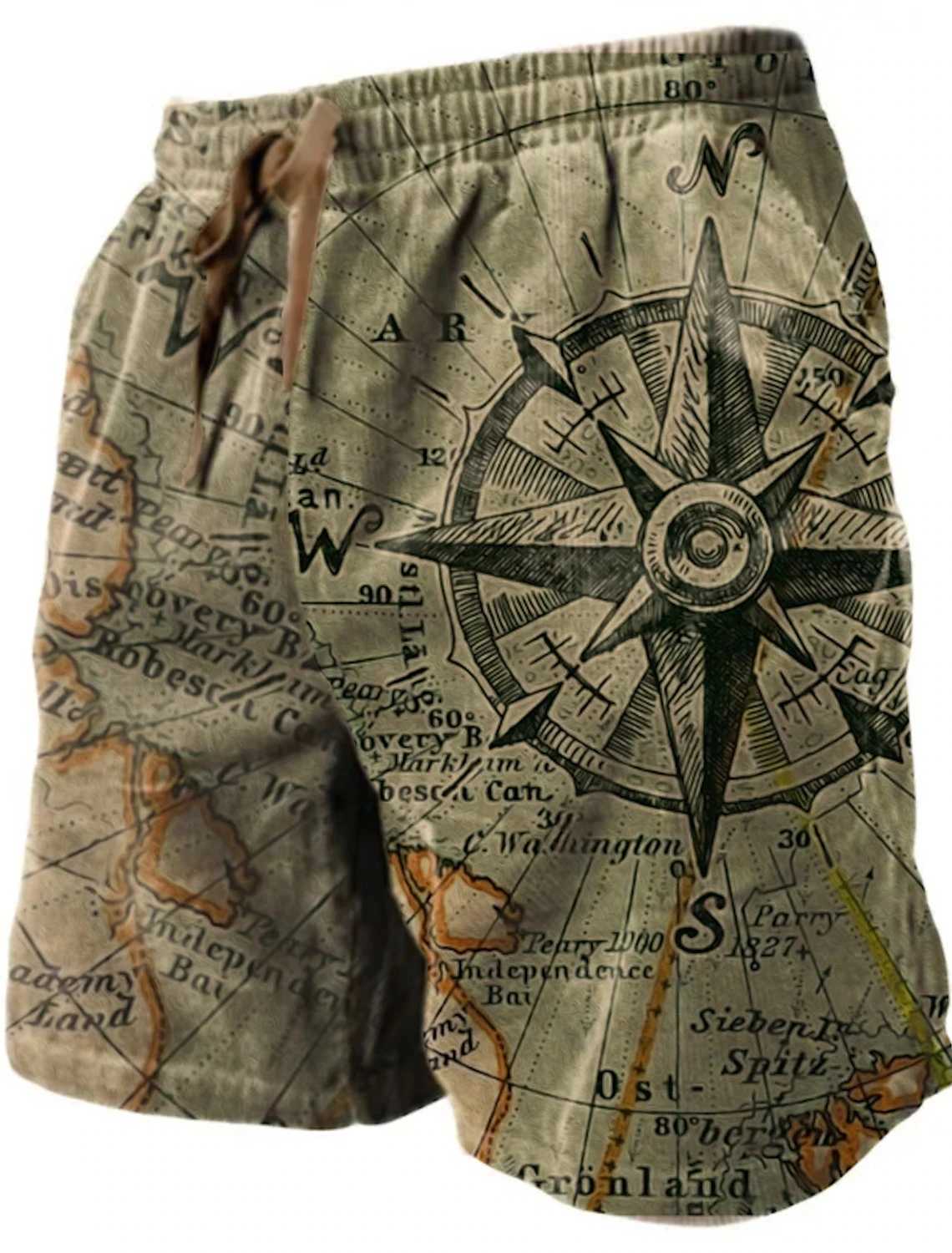 Mens Beach Pants Compass 3D Printed Shorts Mens Summer Breathable Shorts Fitness Street Shorts Mens Clothing Men W250215