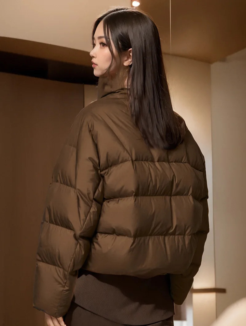 2024 winter clothing womens brown cotton jacket short Korean style thickened coat 240930