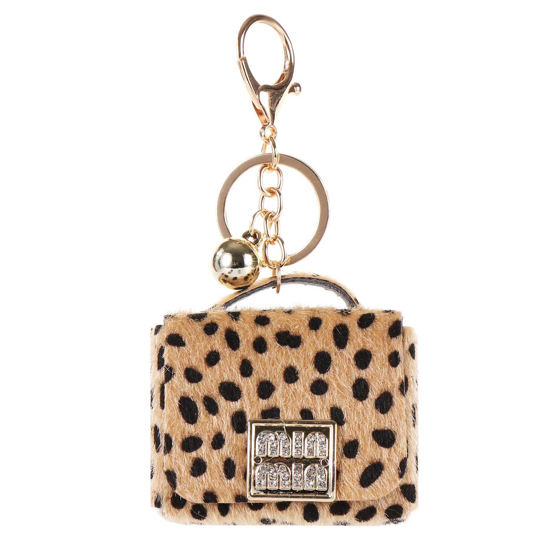 Keychains Lanyards Leopard print mini bag keychain bag accessories J241010