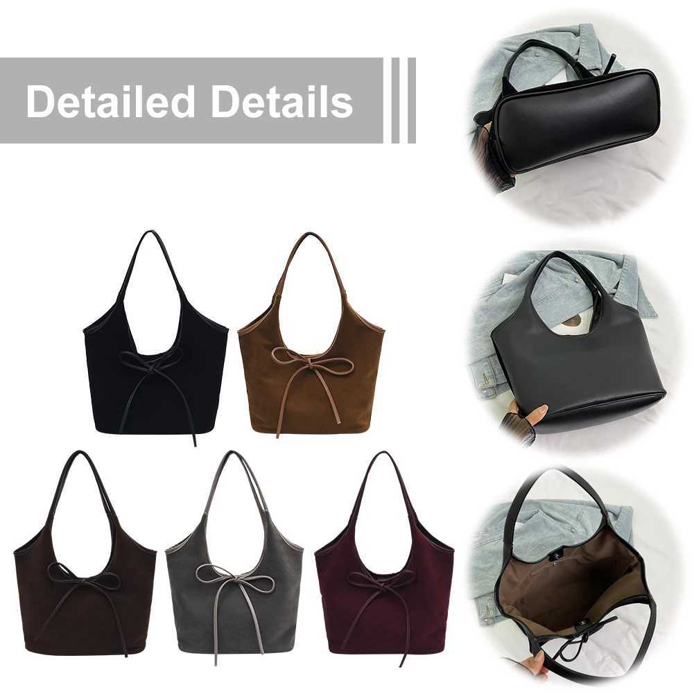 Ladies Suede Shoulder Bag Magnetic Closure Tote with Interior Pocket Large Hobo for Commute Travel 241011