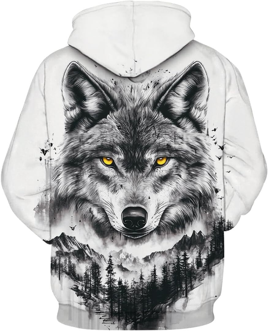 Hoodie for Mens Womens Mens Novelty Wolf 3D Print Hoodies Casual Animal Hooded Sweatshirt Street Fashion Long Sleeve Hoodie Graphic keep warm