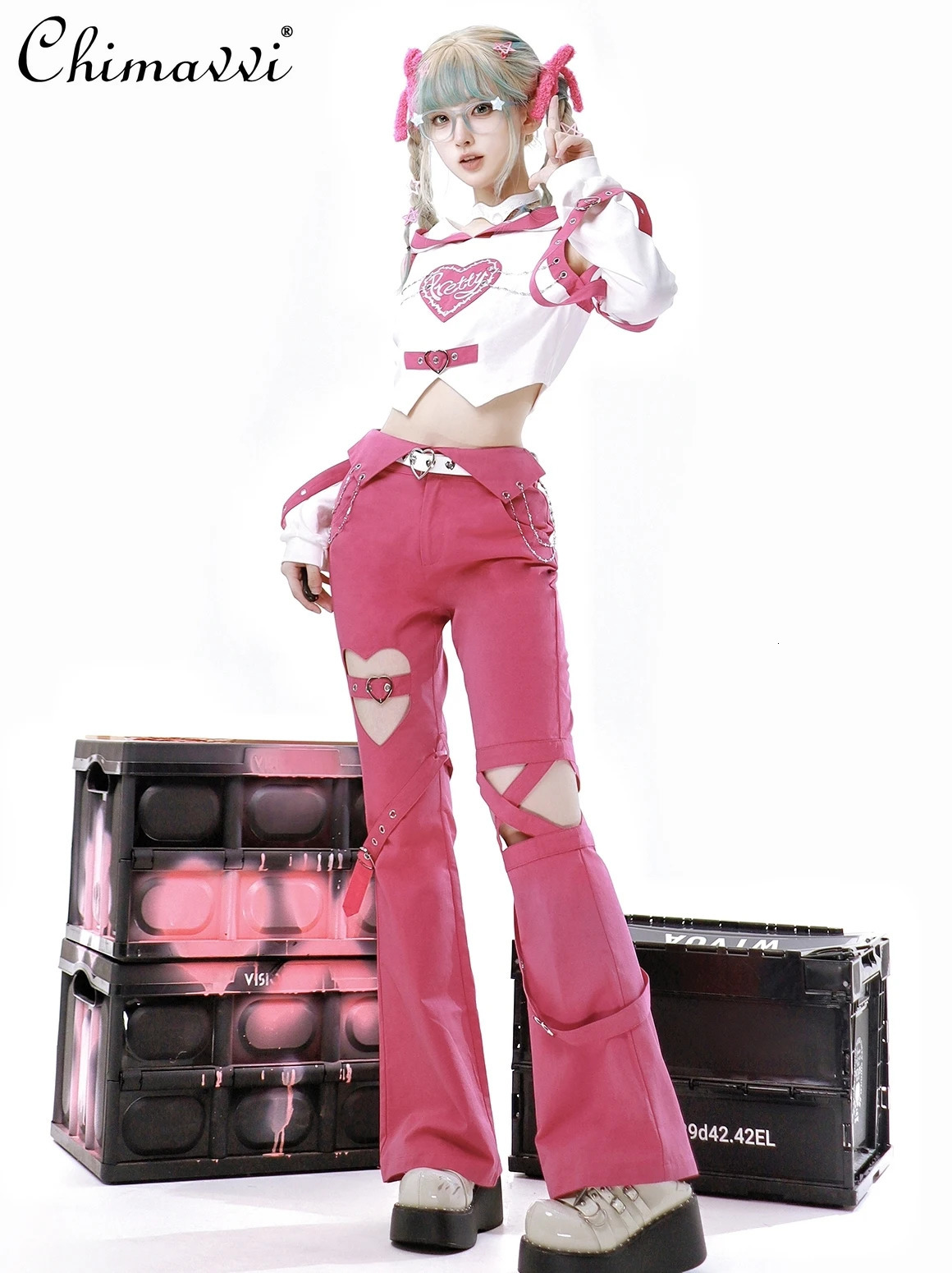 Sweet Girl Pants Sets Autumn Fashion Long Sleeve Hoodie Top Open Womens Two Piece Y2K Set 241008