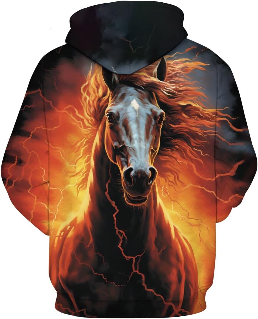 Hoodie for Mens Womens Novel Horse Hoodies For Men 3D Animal Print Hoodies Casual Sweatshirt Pullover Graphic keep warm