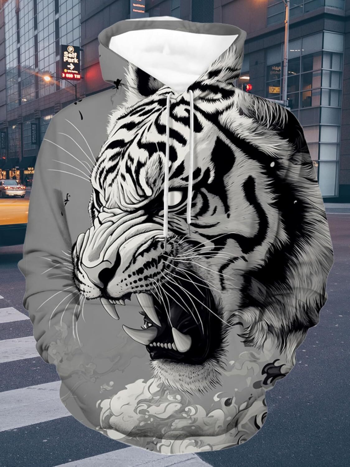 Hoodie for Mens Womens Mens Cool Animal Hoodies Fall 3D Graphic Hooded Sweatshirts Western Retro Long Sleeve Pullover Tops with Front Pocket Graphic