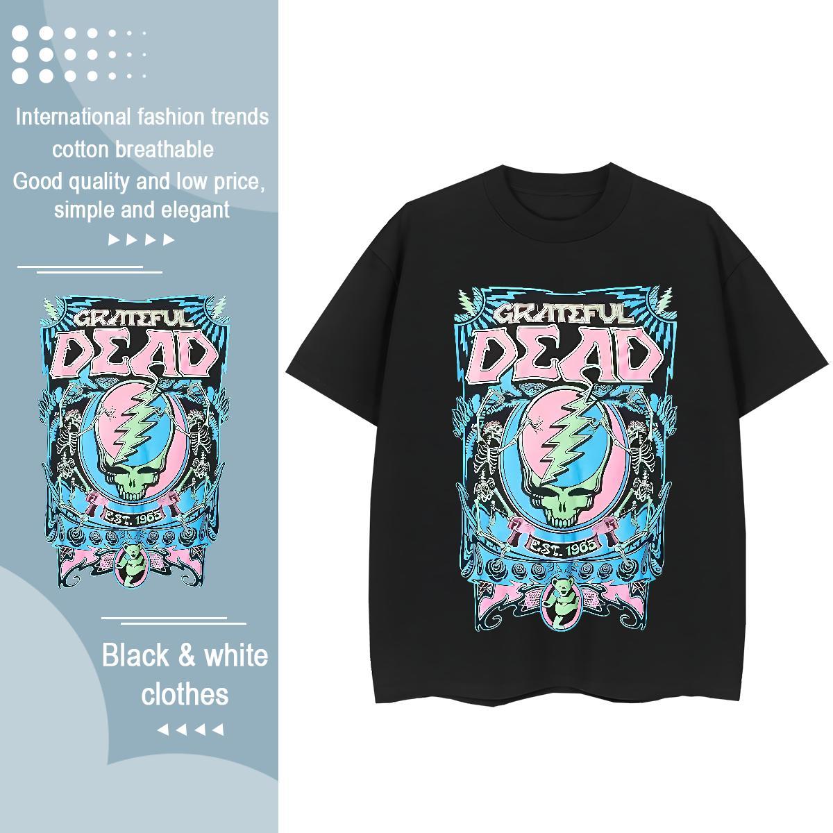 TOP Quality Womens T Shirts 100% Cotton 230g Breathable Soft Sports Street Wear skull Unisex Tshirts Lady Graphic Top Tees