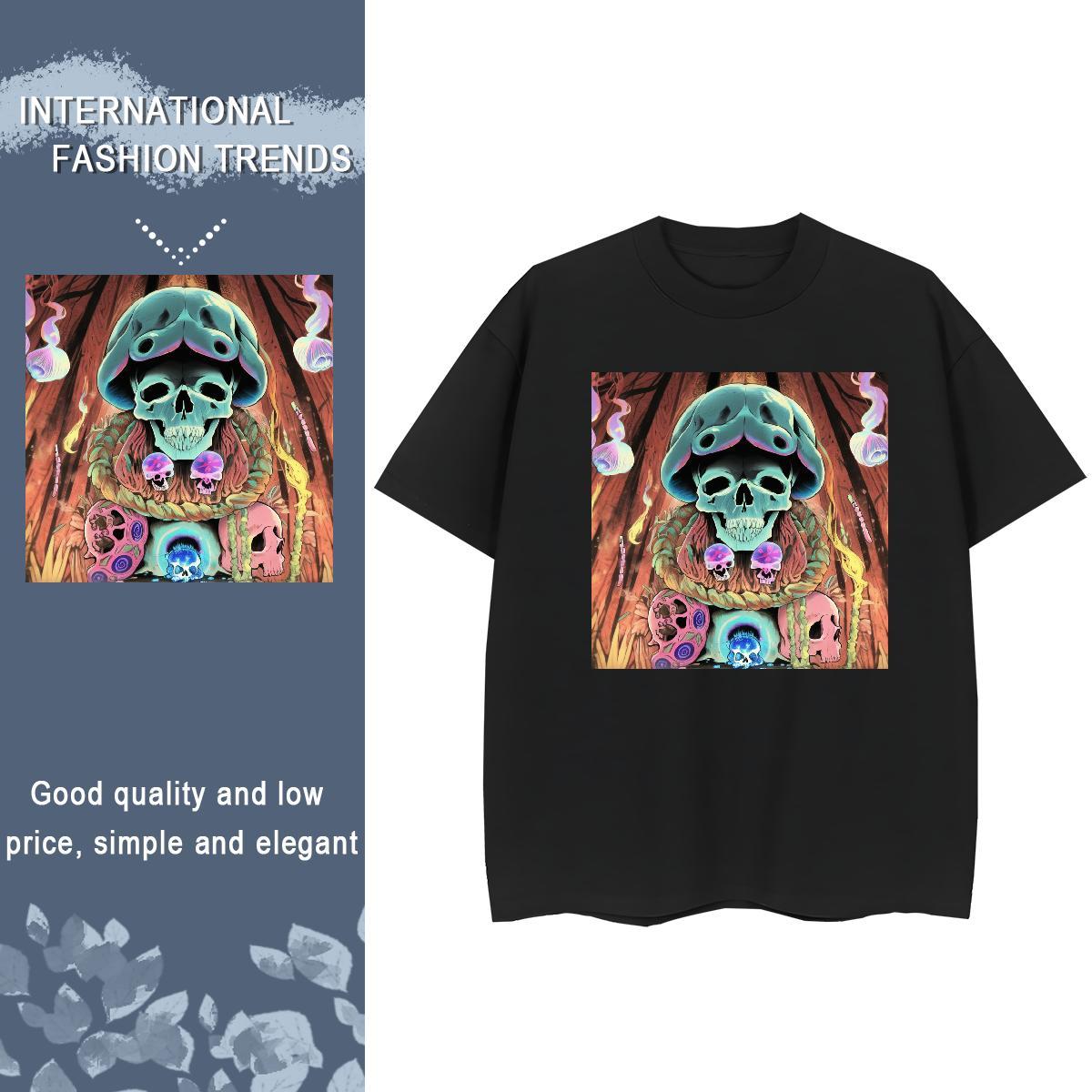 Stylist Women T Shirts 100% Cotton 230g O Neck Short Sleeves Spring Summer skull Woman Tshirt Unisex White Plus Size Clothes