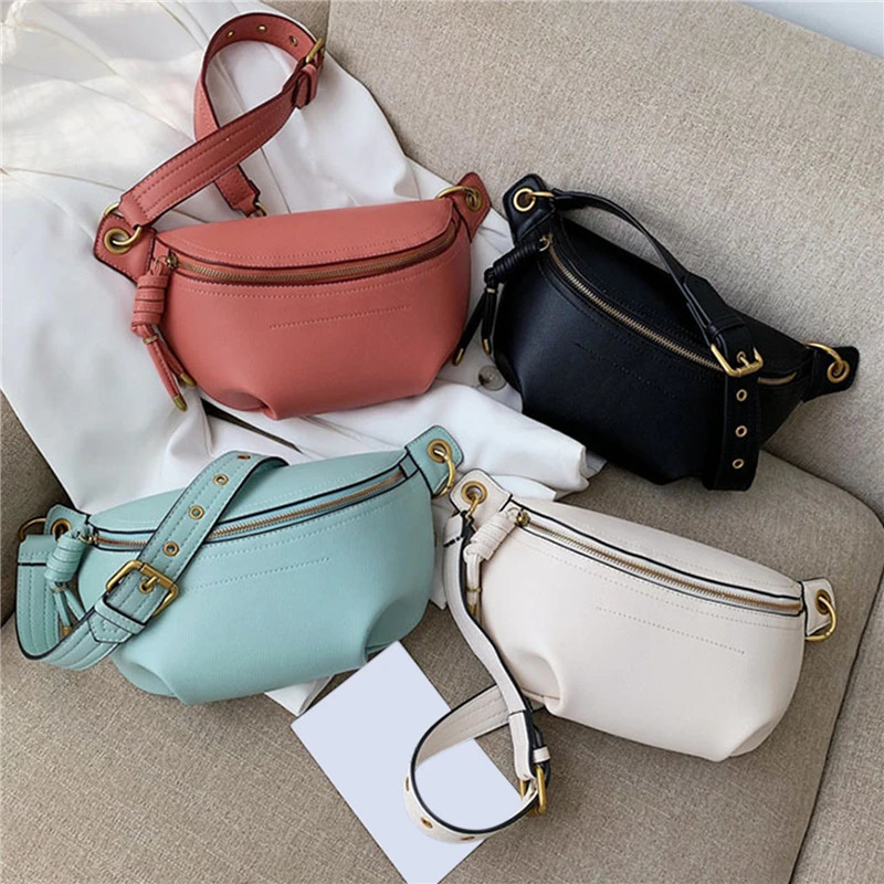 Womens waist bag white wallet leather Fanny letter strap shoulder strap messenger womens wallet fashionable chest cross body bag 241008