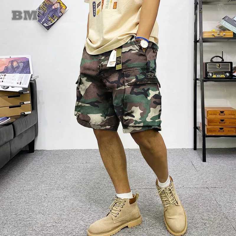 Summer Harajuku Multi Pocket Camouflage Cargo Shorts Mens Wear Japanese Street Clothing High Quality Tactical Casual Shorts Mens Wear W241010
