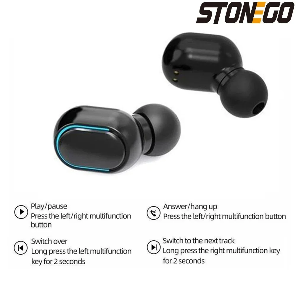 STONEGO 1PC Wireless Headphones, True Wireless Earbuds with Led Display Charging Case, HD HiFi Stereo, One-click Smart Control, Built-in Mic
