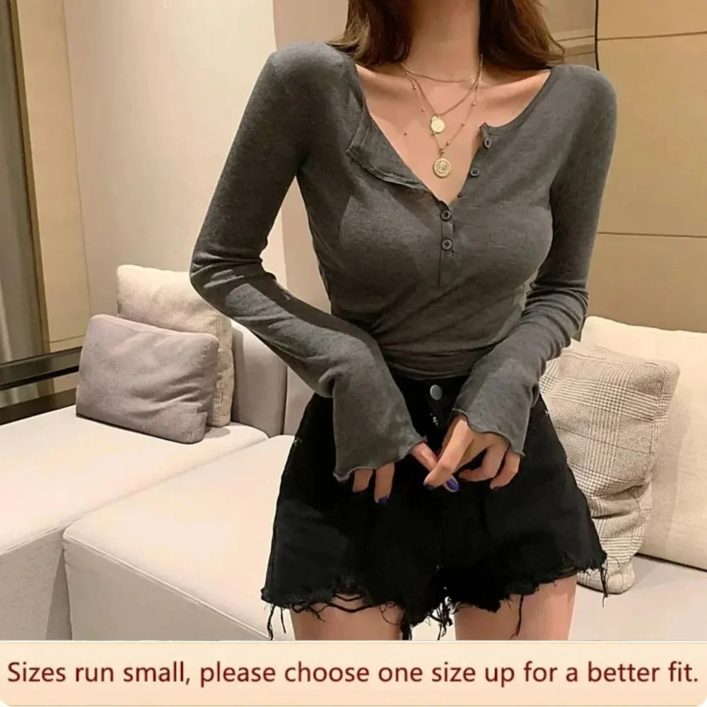 2024 Slim T-Shirt for Women Tees Cotton Long Sleeve Aesthetic Clothes Autumn Y2k Tops T-Shirts Women Kawaii Woman Clothes 241011