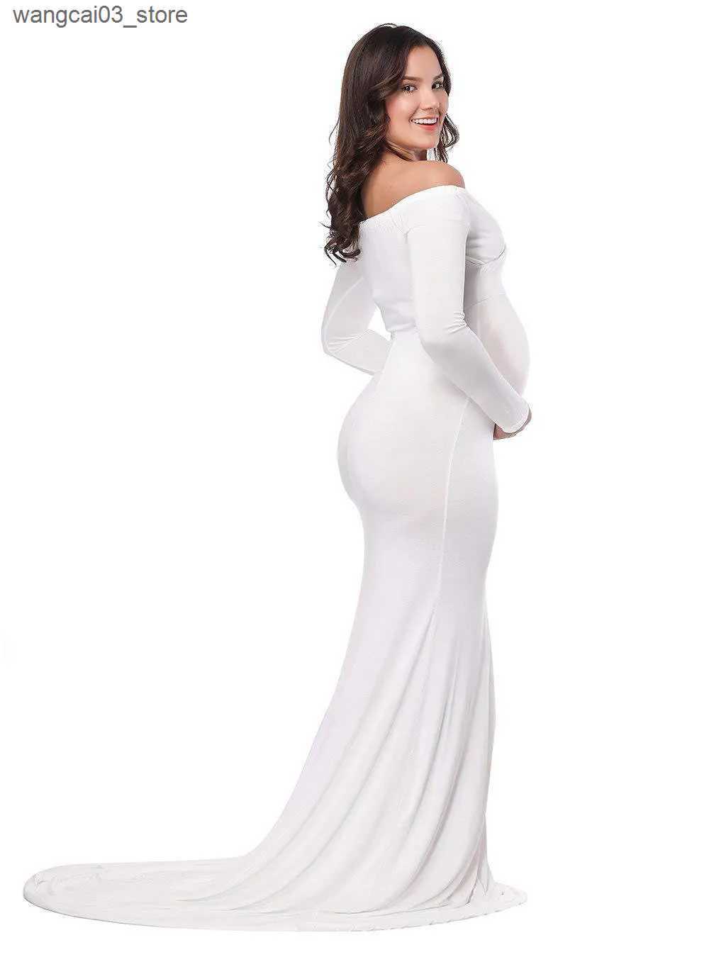 Maternity Dresses Fall Maternity Elegant Fitted Gown pregnant photo shoot clothing Long Sleeve V Neck Ruched Slim Fit Maxi pregnant Long Dress L240910