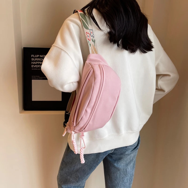 Fashion womens small cloth bag Korean fashion soft fabric cross body bag womens waist belt bag casual travel waist bag 241008