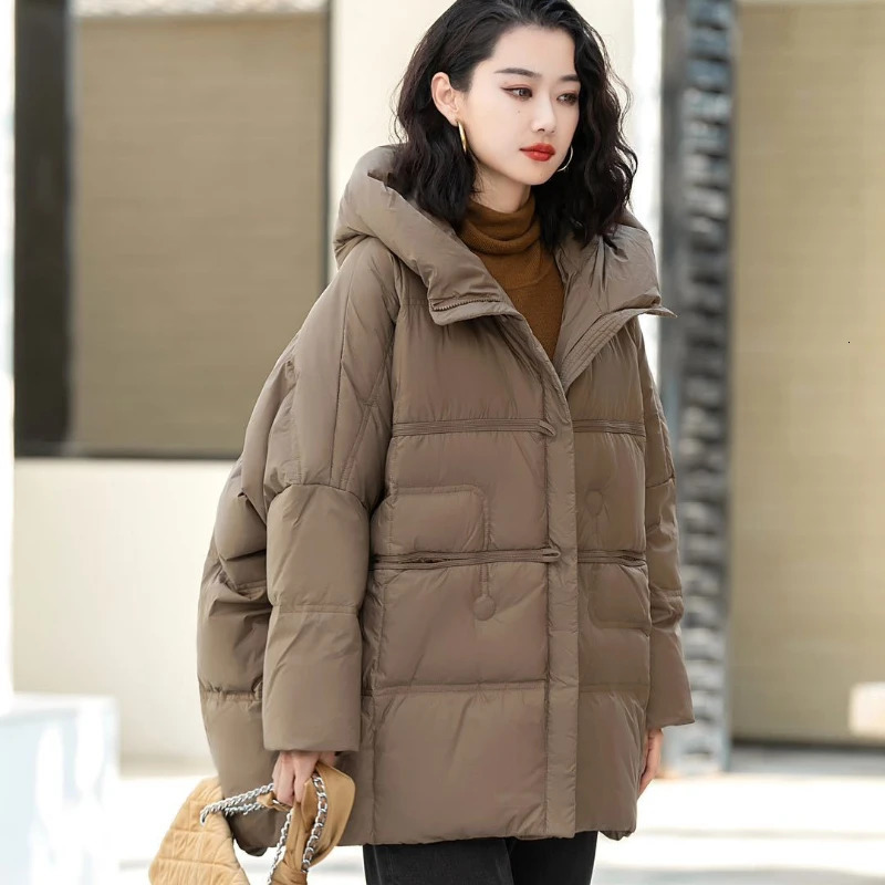 Loose hooded womens casual Parka jacket warm jacket loose and comfortable seven color n autumn and winter collection 241009