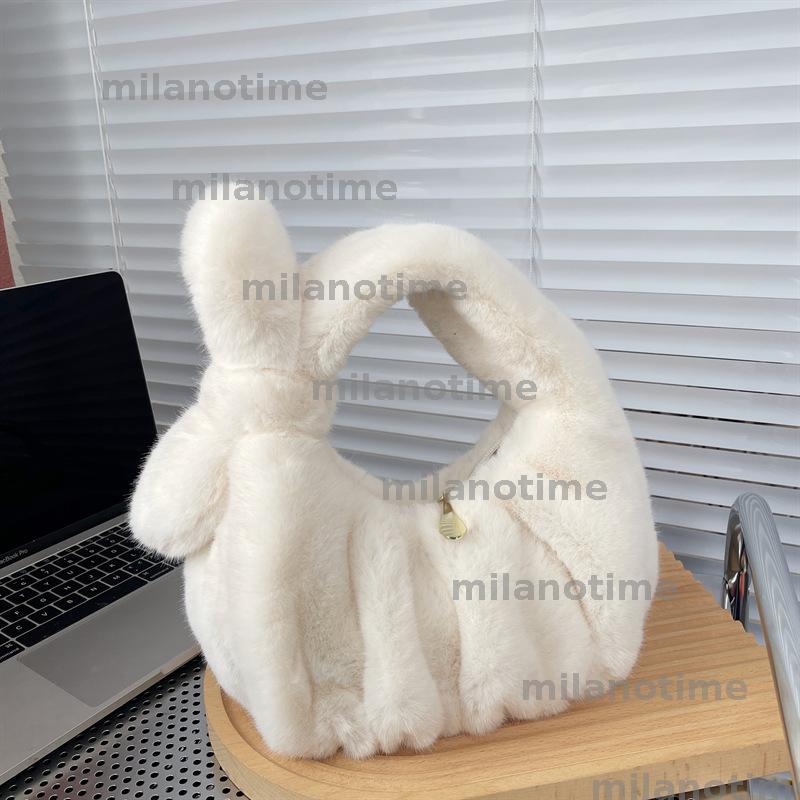 2024 new autumn and winter imitation fur bag for women, bow pleated plush cloud bag, cute and versatile shell bag CUD2410111