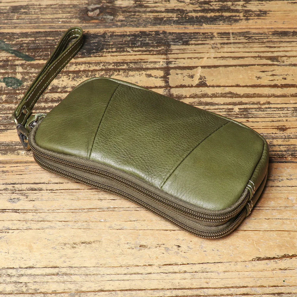 ROOG womens leather clutch bag fashionable fruit green top denim coin wallet large capacity zipper wrist 241008