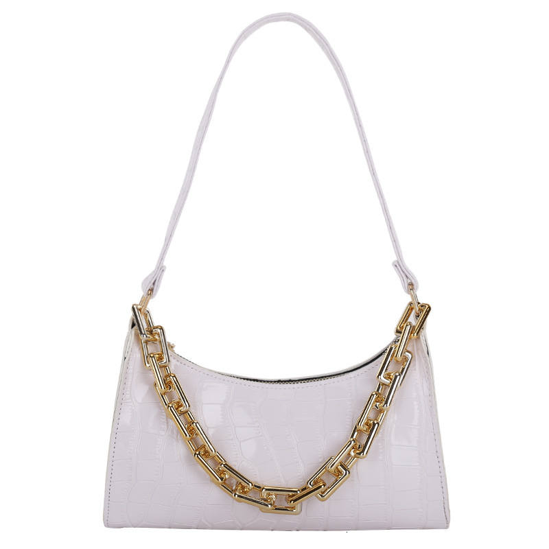 New women's armpit chain bar, purple baguette bag, single shoulder hand-held small square trendy bag