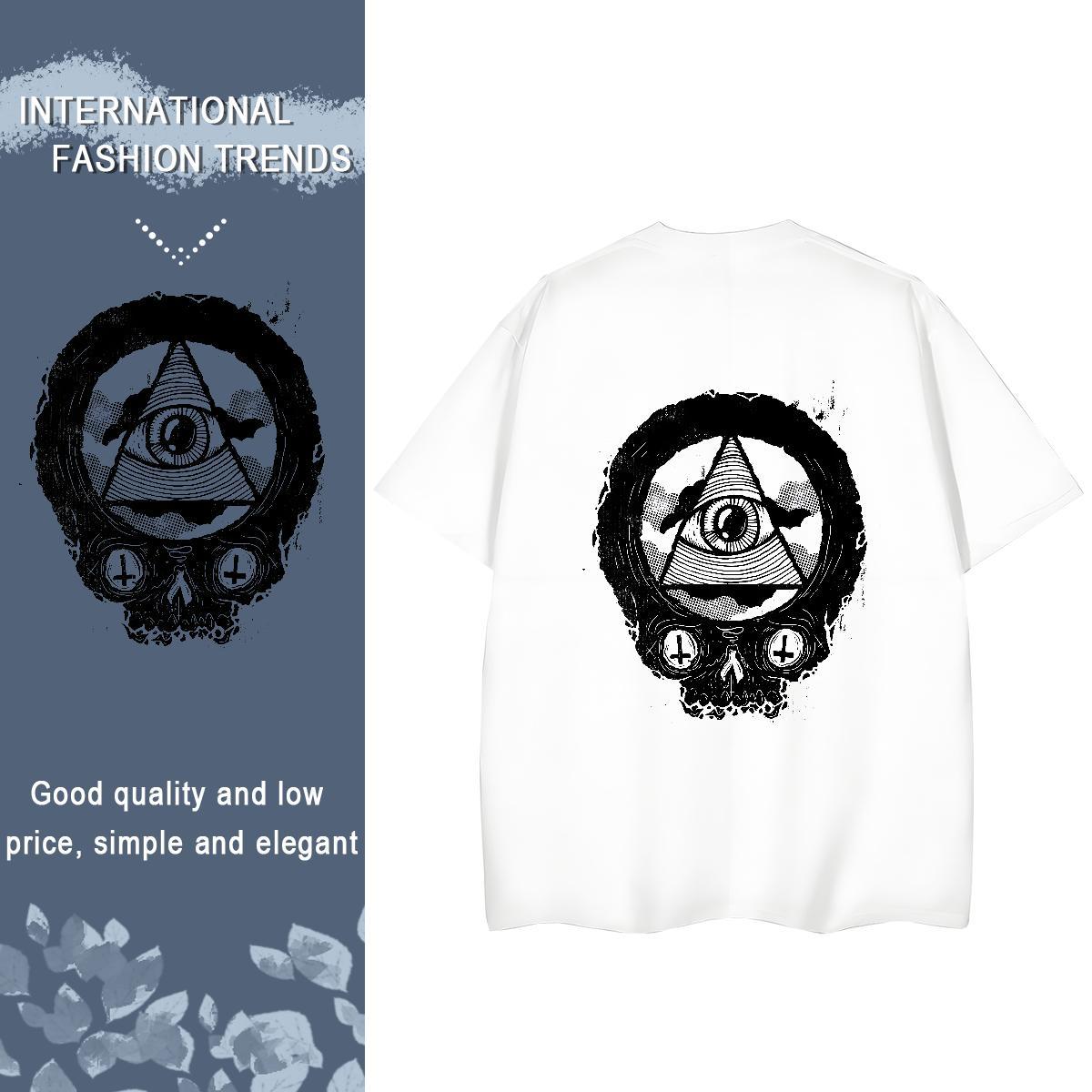 2024 Woman T Shirts 230g 100% Cotton Breathable Sports Street Wear eye of the devil Unisex Tshirts 5A Plus Size Custom Clothes