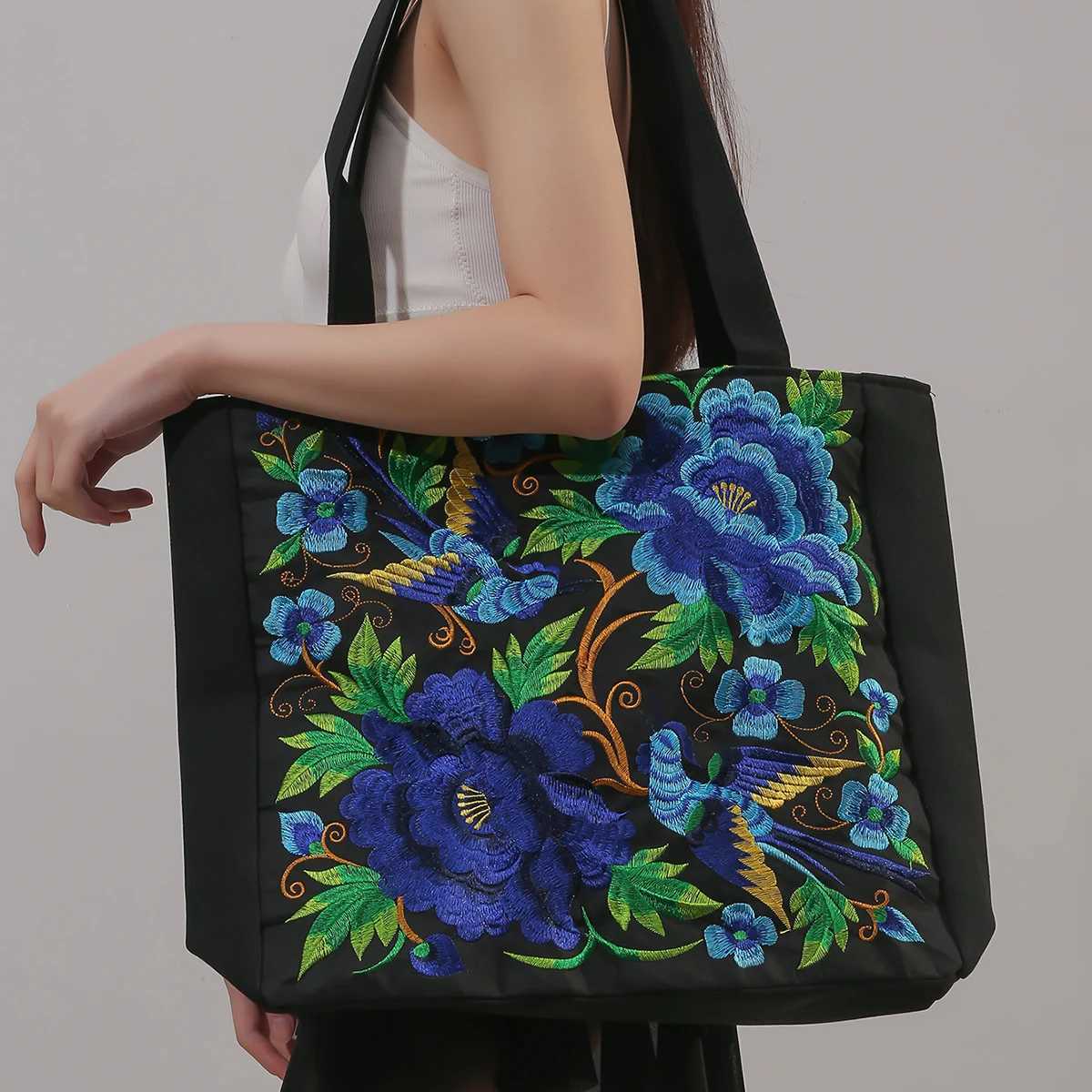 Ethnic Phoenix Embroidered Womens Shoulder Bag Receiver Embroidered Canvas Casual Bag Y241011
