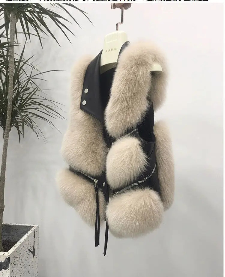 Fur coat womens vest short autumn winter patch work ultrathin fashion version 241010
