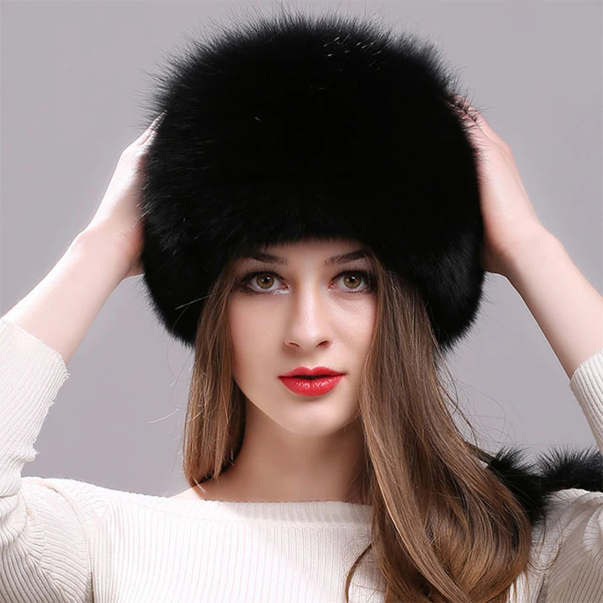 Real Fox womens fur hat Mongolian princess fluffy winter warm bean Russian 241009