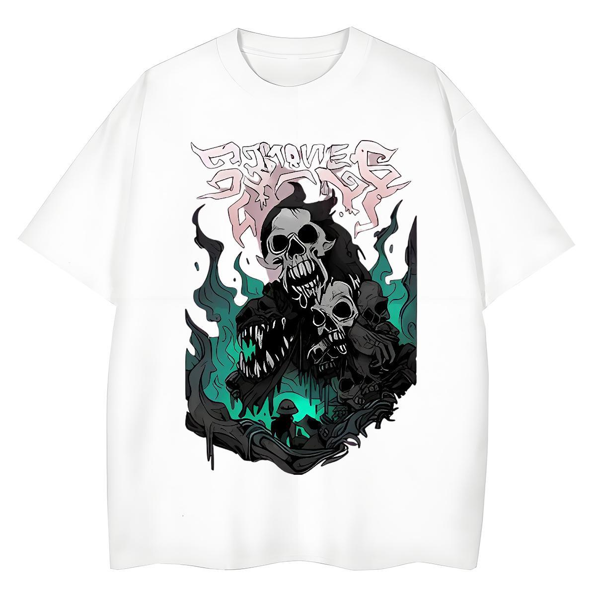 Casual New Womens T Shirts 230g Pure Cotton Breathable Crew Neck High Street Hip Hop skull Woman Tshirt Designer Nice Customized Print Top Shirts