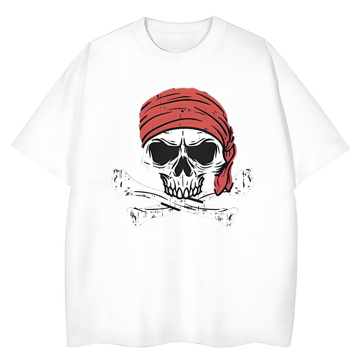 Custom Women T Shirts 100% Cotton 230g Breathable Crew Neck Street Casual skull Womens Tshirts Unisex Cartoon Anime Clothes Shirt